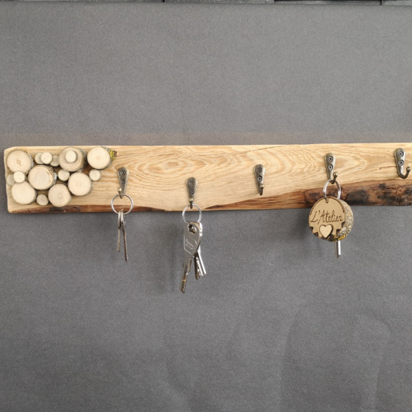 Accroche clés rondelles de bois