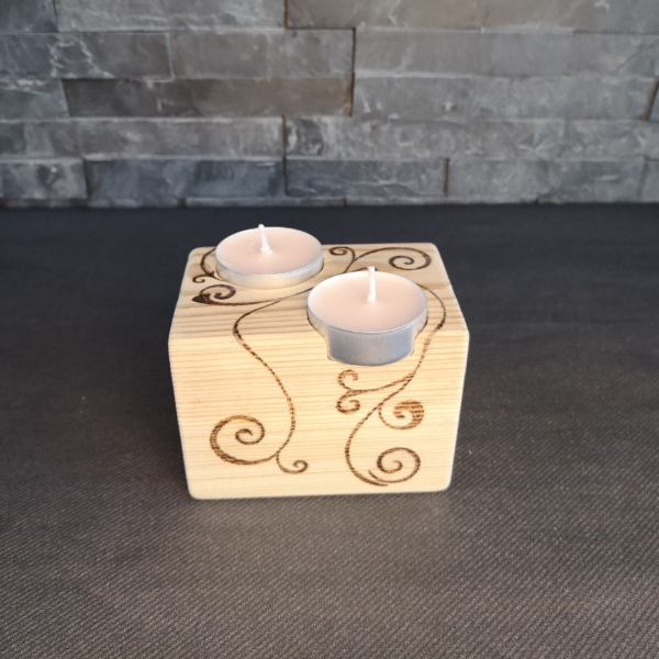 Bougeoir pyrogravure