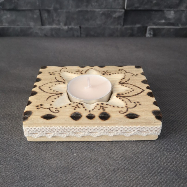 Bougeoir pyrogravure